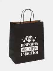 Пакет подарочный крафт/Ты причина моего счастья/День святого Валентина/ 28*24*14