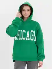 Зеленый толстовка женская, с надписью, на флисе