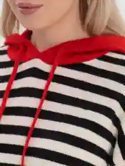 Красный кофта вязаная, с капюшоном, в полоску