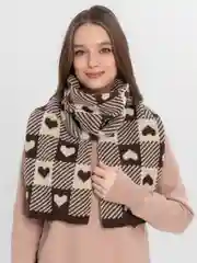 Коричневый шарф зимний, 176 х 30 см