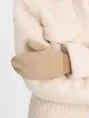 Бежевый варежки зимние, стеганые