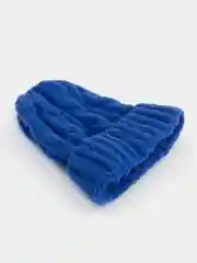 Синий шапка бини вязаная, с отворотом