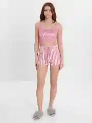 Алый пижама женская, с коротким топом и шортами