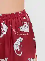 Бордовый пижама женская, с коротким топом и шортами
