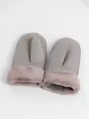 Серый варежки замшевые