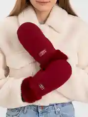 Бордовый варежки замшевые