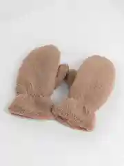 Бежевый варежки зимние, меховые