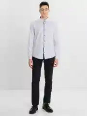 Белый рубашка мужская, классическая, с длинным рукавом, Slim Fit