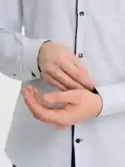Белый рубашка мужская, классическая, с длинным рукавом, Slim Fit