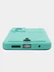 Бирюзовый чехол на Redmi Note 12S (Редми Нот 12с), силиконовый, с карманом для карты