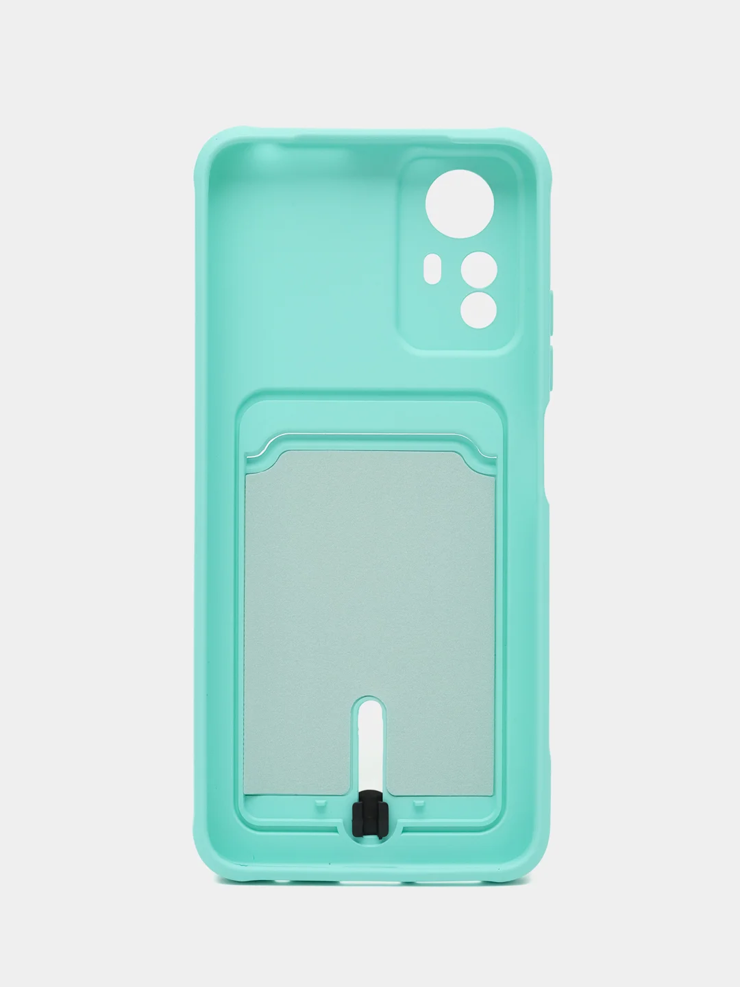 Бирюзовый чехол на Redmi Note 12S (Редми Нот 12с), силиконовый, с карманом для карты