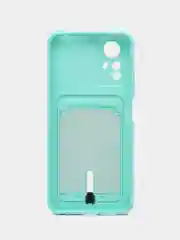 Бирюзовый чехол на Redmi Note 12S (Редми Нот 12с), силиконовый, с карманом для карты
