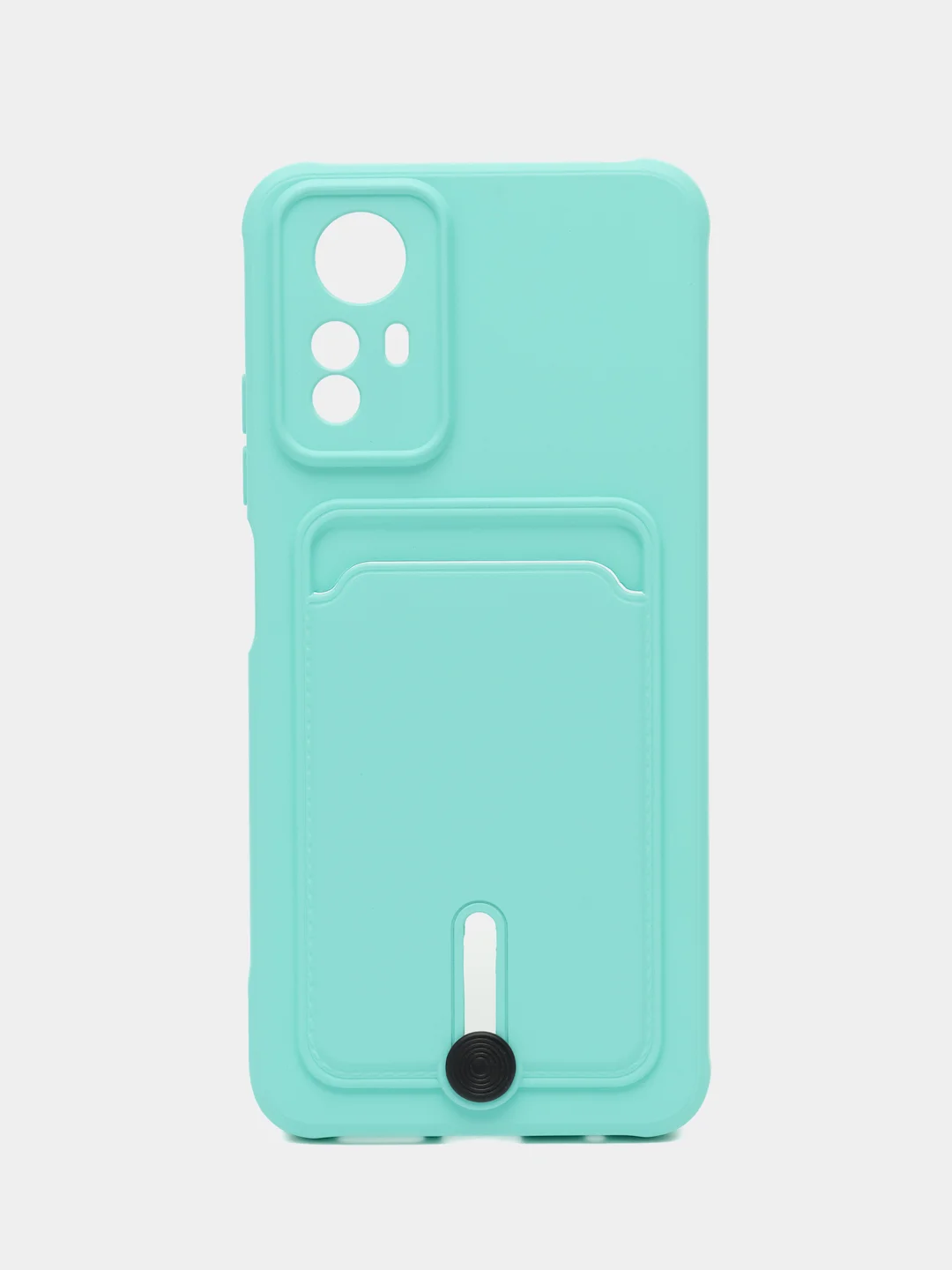 Бирюзовый чехол на Redmi Note 12S (Редми Нот 12с), силиконовый, с карманом для карты