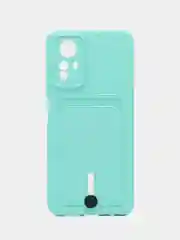 Бирюзовый чехол на Redmi Note 12S (Редми Нот 12с), силиконовый, с карманом для карты