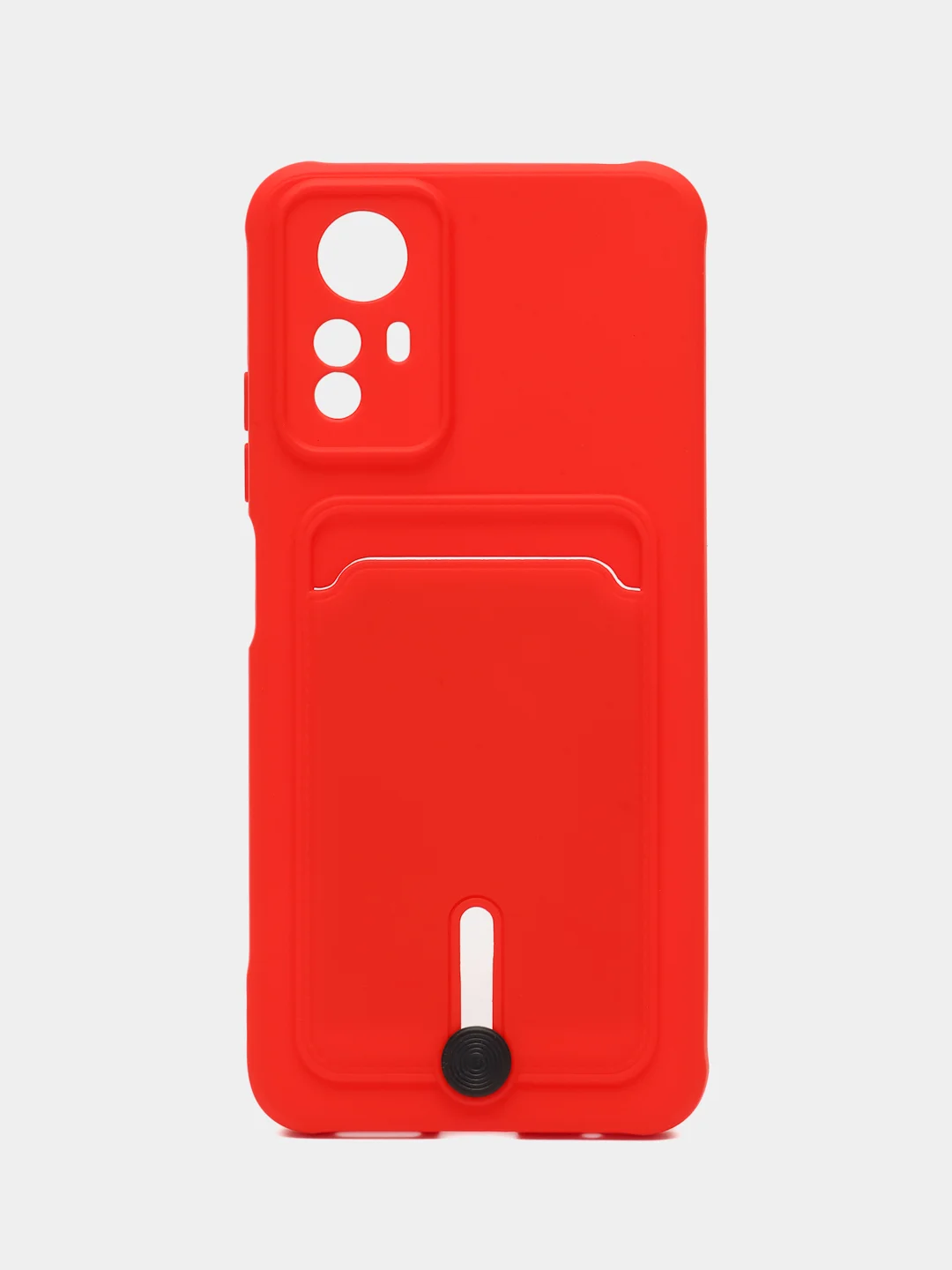 Красный чехол на Redmi Note 12S (Редми Нот 12с), силиконовый, с карманом для карты
