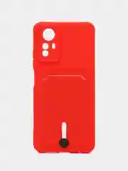 Красный чехол на Redmi Note 12S (Редми Нот 12с), силиконовый, с карманом для карты