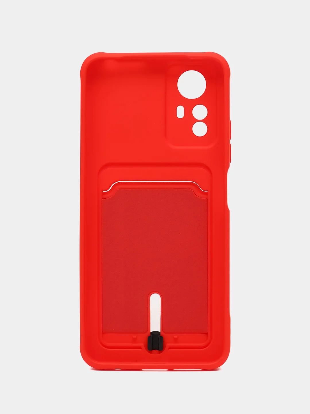 Красный чехол на Redmi Note 12S (Редми Нот 12с), силиконовый, с карманом для карты