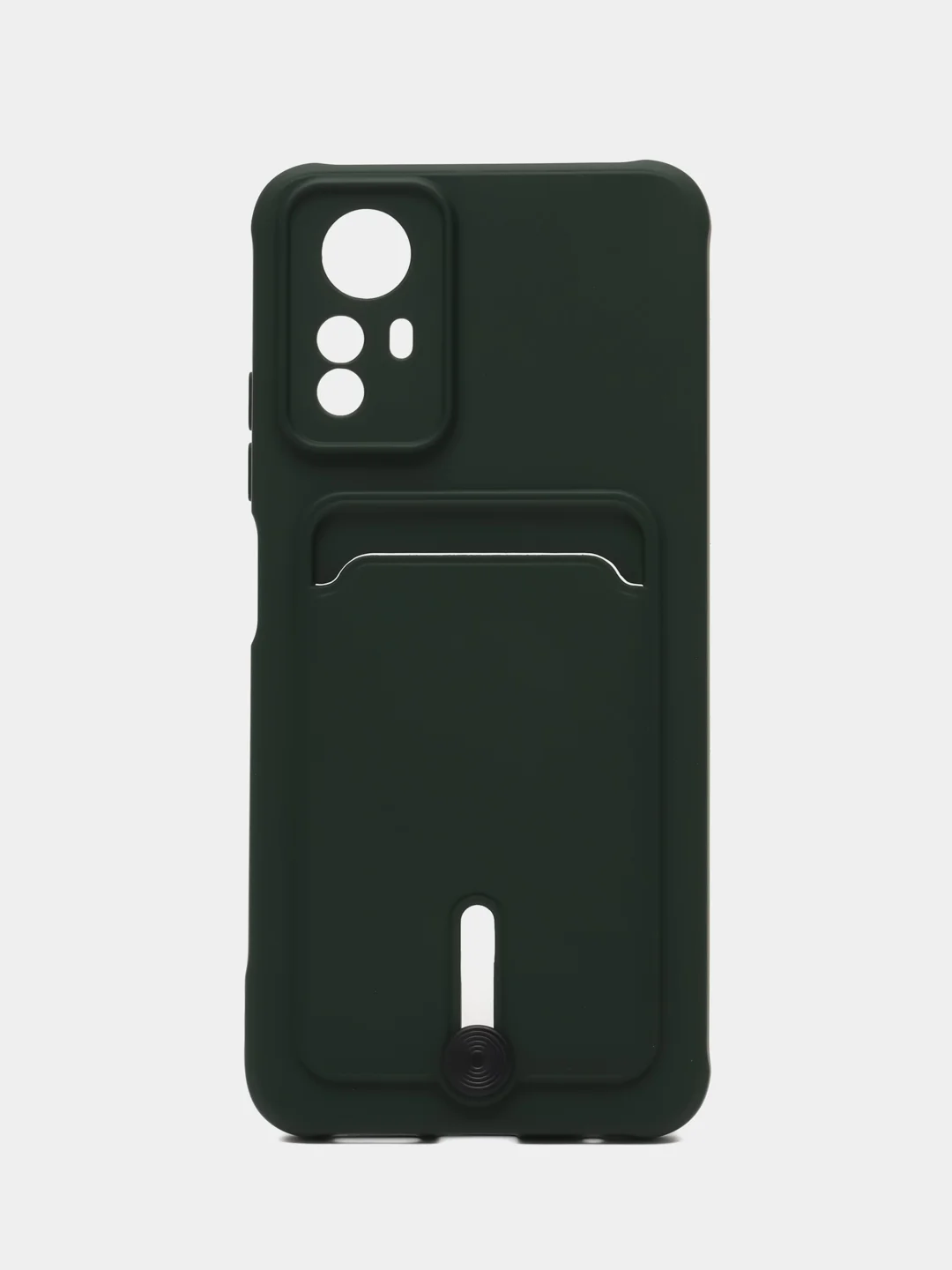 Тёмно-зелёный чехол на Redmi Note 12S (Редми Нот 12с), силиконовый, с карманом для карты