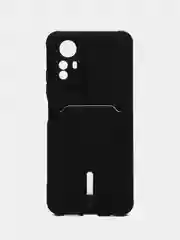 Черный чехол на Redmi Note 12S (Редми Нот 12с), силиконовый, с карманом для карты