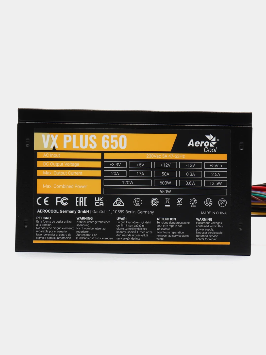 Блок питания Aerocool VX PLUS 650W, 650 Вт, 120 мм, черный