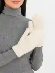 Белый варежки зимние, шерстяные