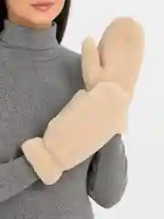 Бежевый варежки зимние, меховые