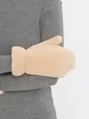 Бежевый варежки зимние, меховые