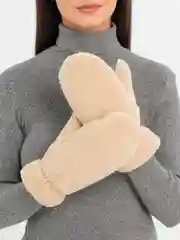 Бежевый варежки зимние, меховые