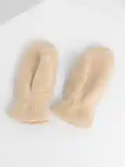 Бежевый варежки зимние, меховые