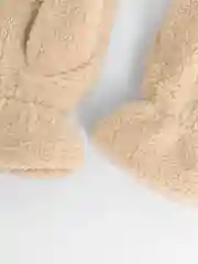 Бежевый варежки зимние, меховые