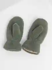 Зелёный хаки варежки зимние, меховые