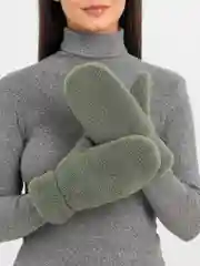 Зелёный хаки варежки зимние, меховые
