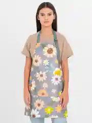 Серый металлик фартук кухонный женский, с карманом