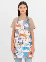 Голубой фартук кухонный женский, с карманом