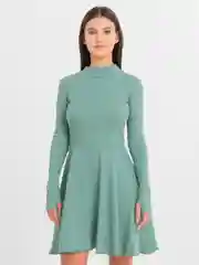 Мятный платье "Лапша"мини рубчик, с горлышком, оверсайз, 40-42-44, бежевое, мятное, черное