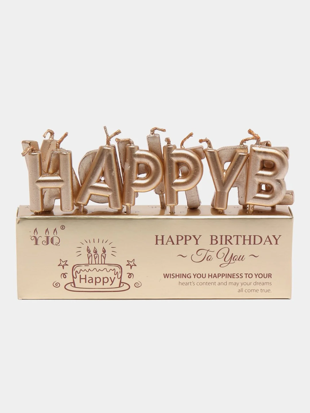 Бежевый набор свечей для торта на день рождения Happy Birthday