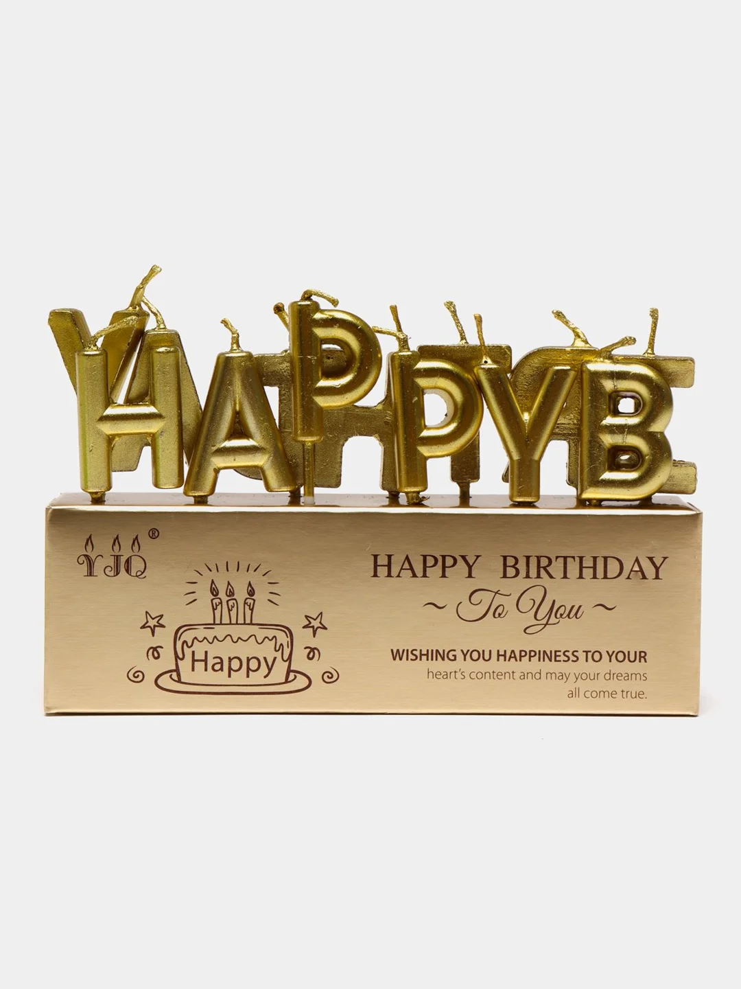 Золотой набор свечей для торта на день рождения Happy Birthday