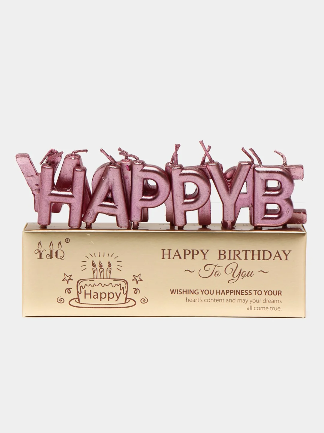 Розовый набор свечей для торта на день рождения Happy Birthday