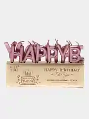 Розовый набор свечей для торта на день рождения Happy Birthday