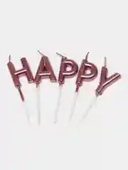Розовый набор свечей для торта на день рождения Happy Birthday
