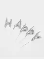 Серебряный набор свечей для торта на день рождения Happy Birthday