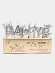 Серебряный набор свечей для торта на день рождения Happy Birthday