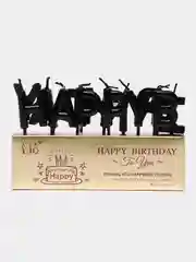 Черный набор свечей для торта на день рождения Happy Birthday