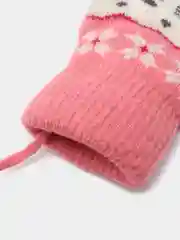 Розовый варежки зимние, детские, на веревочке, из шерсти, с меховым подкладом