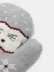 Серый варежки зимние, детские, на веревочке, из шерсти, с меховым подкладом