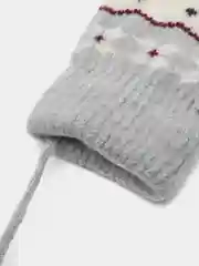 Серый варежки зимние, детские, на веревочке, из шерсти, с меховым подкладом
