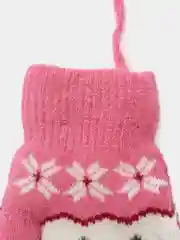 Тёмно-розовый варежки зимние, детские, на веревочке, из шерсти, с меховым подкладом