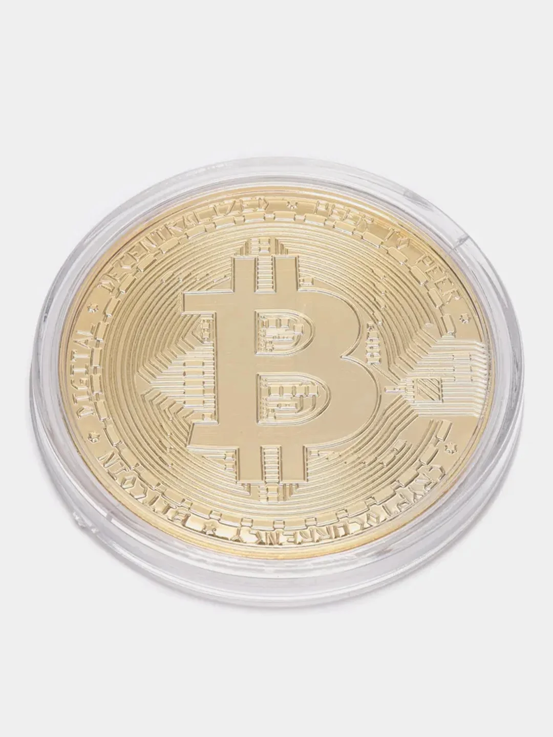 Золотой монета Bitcoin, сувенирный Биткоин