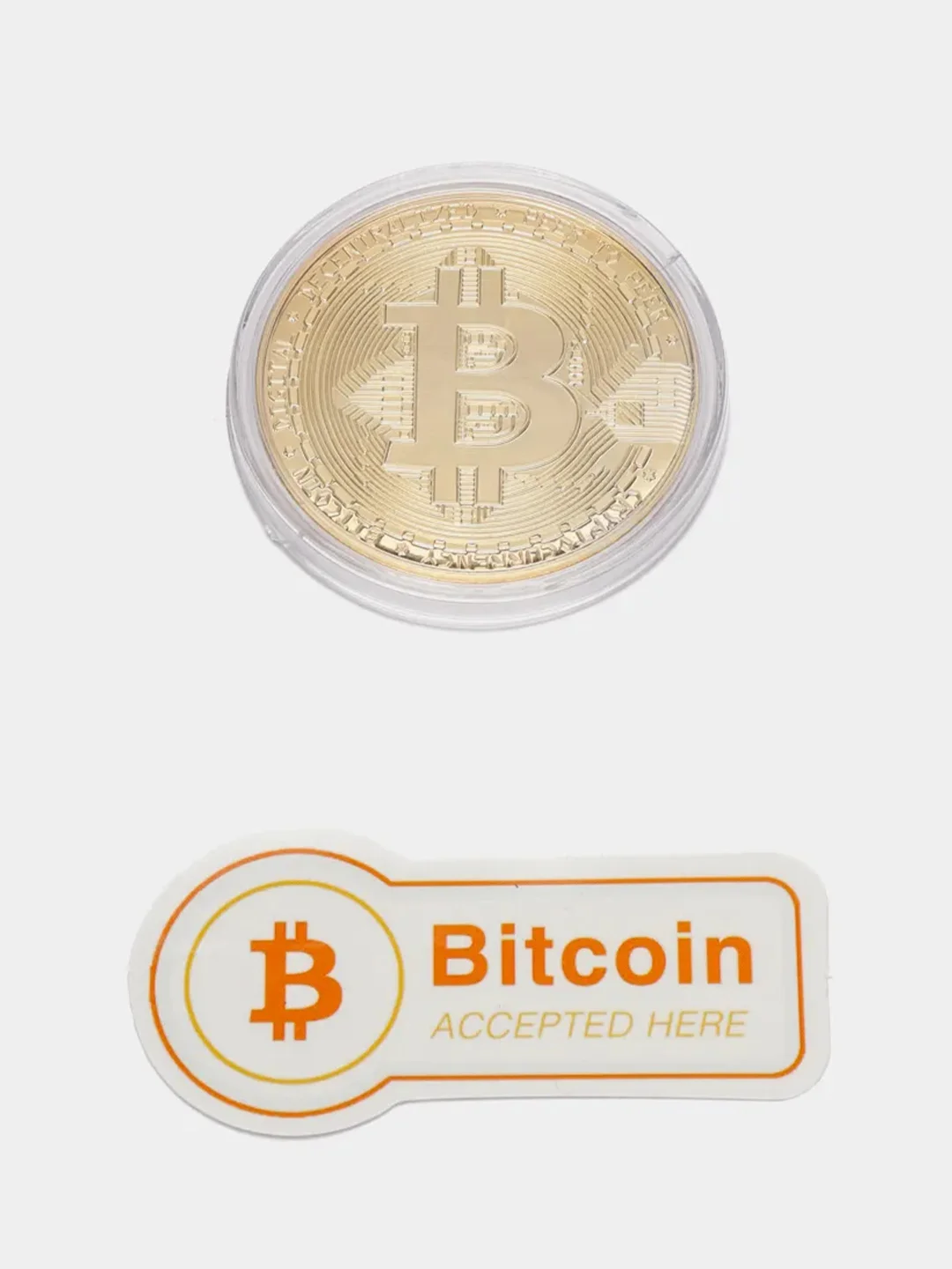 Золотой монета Bitcoin, сувенирный Биткоин