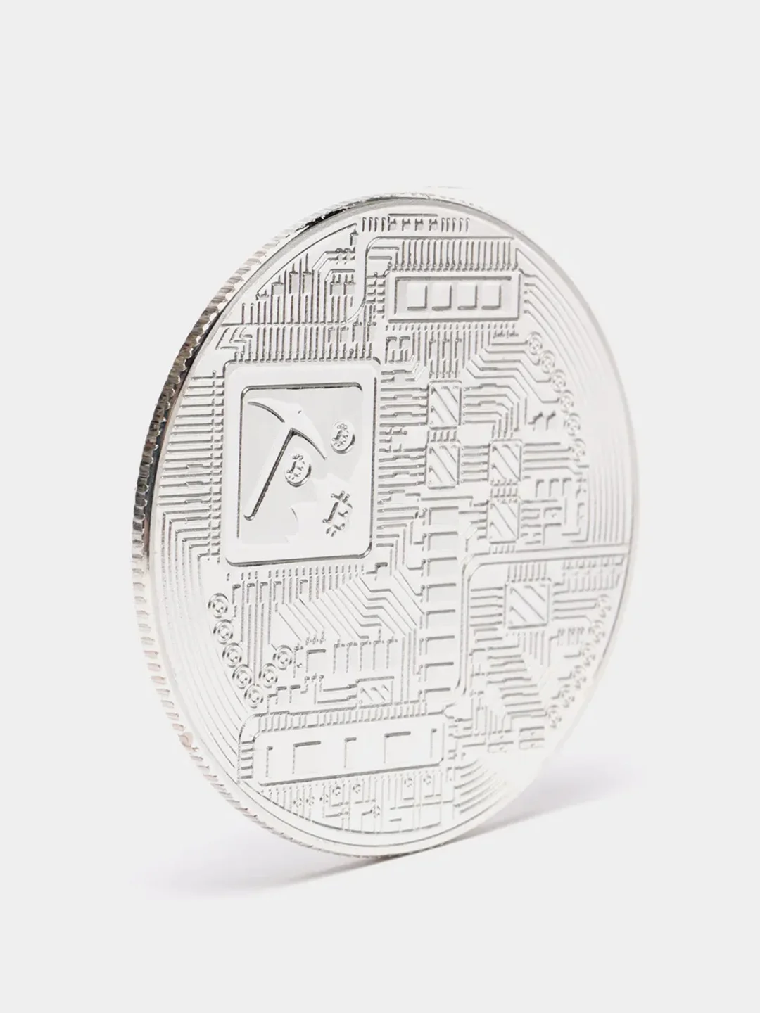 Серебряный монета Bitcoin, сувенирный Биткоин